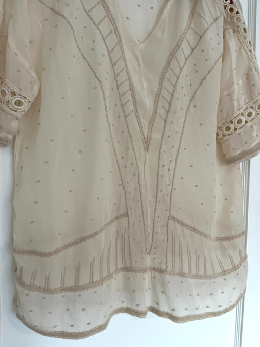 Sundance Swiss Dot Crochet Top in Ivory| Size Small - Picture 4 of 9